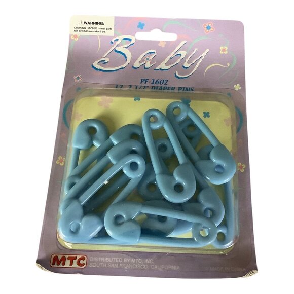 Baby Diaper Pins 2.5 Inch PF-1602 Blue 3 Packs 12 Pins Each By MTC - Picture 7 of 7
